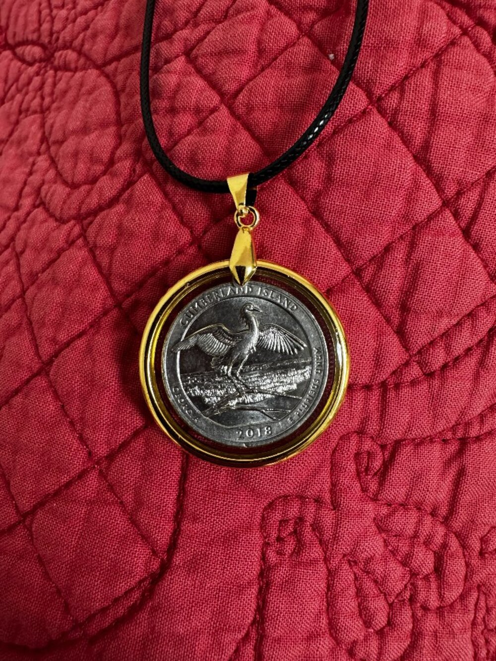 2018 Cumberland Island USA Quarter Pendant – Handcrafted Resin Charm, National P